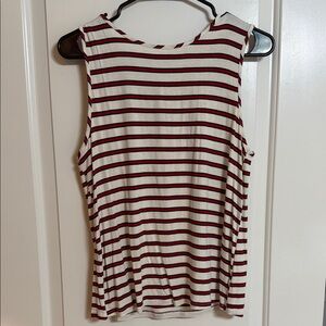 Stylish Burgundy and White Striped Tank Top